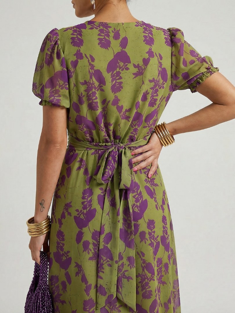 Vervaine Women's Floral Midi Wrap Dress in Floral