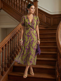 Vervaine Women's Floral Midi Wrap Dress in Floral