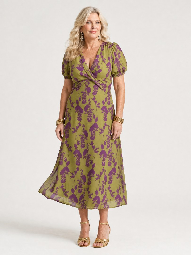 Vervaine Women's Floral Midi Wrap Dress in Floral