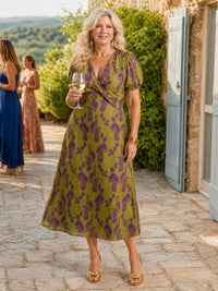 Vervaine Women's Floral Midi Wrap Dress in Floral