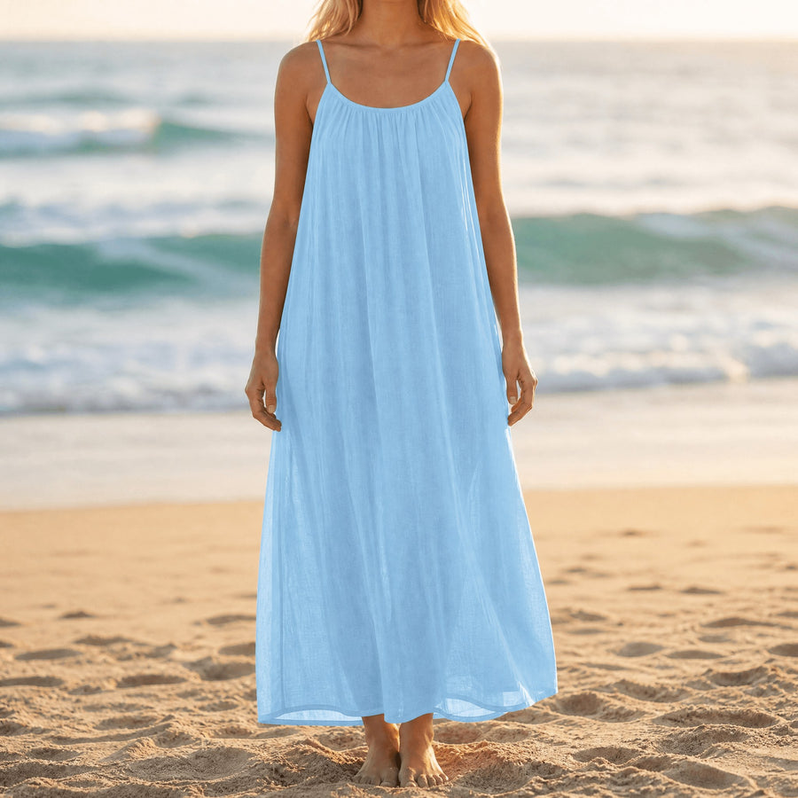 Vesna Women's Backless Flowy Maxi Dress in Blue