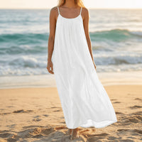 Vesna Women's Backless Flowy Maxi Dress in White
