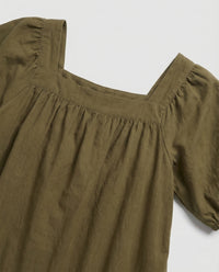 Vesper Maxi Dress with Puff Sleeve in Olive Green