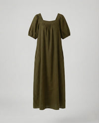 Vesper Maxi Dress with Puff Sleeve in Olive Green