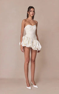 Vexara Women's Strapless Bubble Skirt Cocktail Dress in Cream