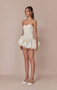 Vexara Women's Strapless Bubble Skirt Cocktail Dress in Cream