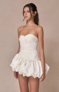 Vexara Women's Strapless Bubble Skirt Cocktail Dress in Cream