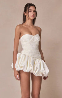 Vexara Women's Strapless Bubble Skirt Cocktail Dress in Cream