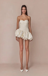 Vexara Women's Strapless Bubble Skirt Cocktail Dress in Cream