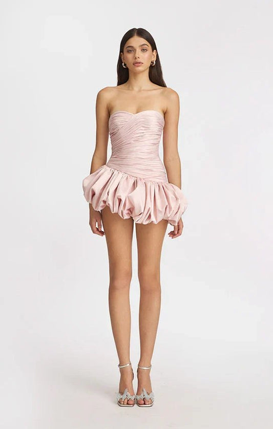 Vexara Women's Strapless Bubble Skirt Cocktail Dress in Pink
