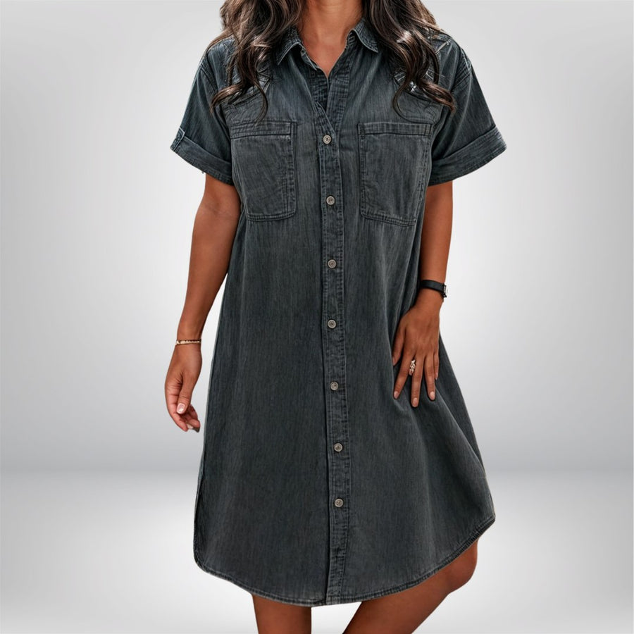 Vianne™ Soft Summer Denim Dress in Gray