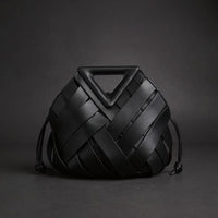 Victoria Handwoven Mini Bucket Bag in Charcoal