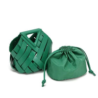 Victoria Handwoven Mini Bucket Bag in Emerald