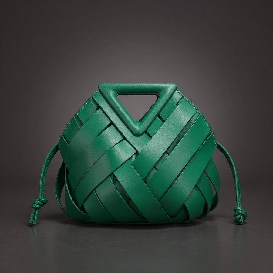 Victoria Handwoven Mini Bucket Bag in Emerald