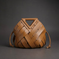 Victoria Handwoven Mini Bucket Bag in Sienna Brown