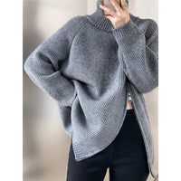 Vida Sweater with Stand Collar in Grey