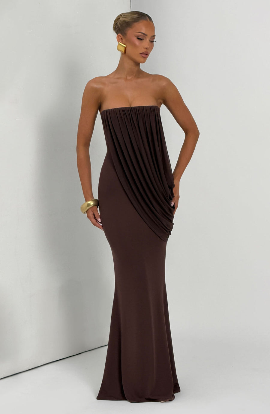 Mina Maxi Dress – Plum Brown