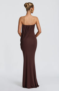 Mina Maxi Dress – Plum Brown