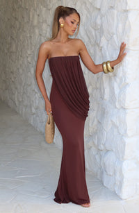 Mina Maxi Dress – Plum Brown