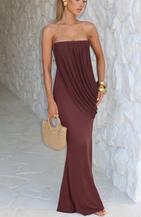 Mina Maxi Dress – Plum Brown