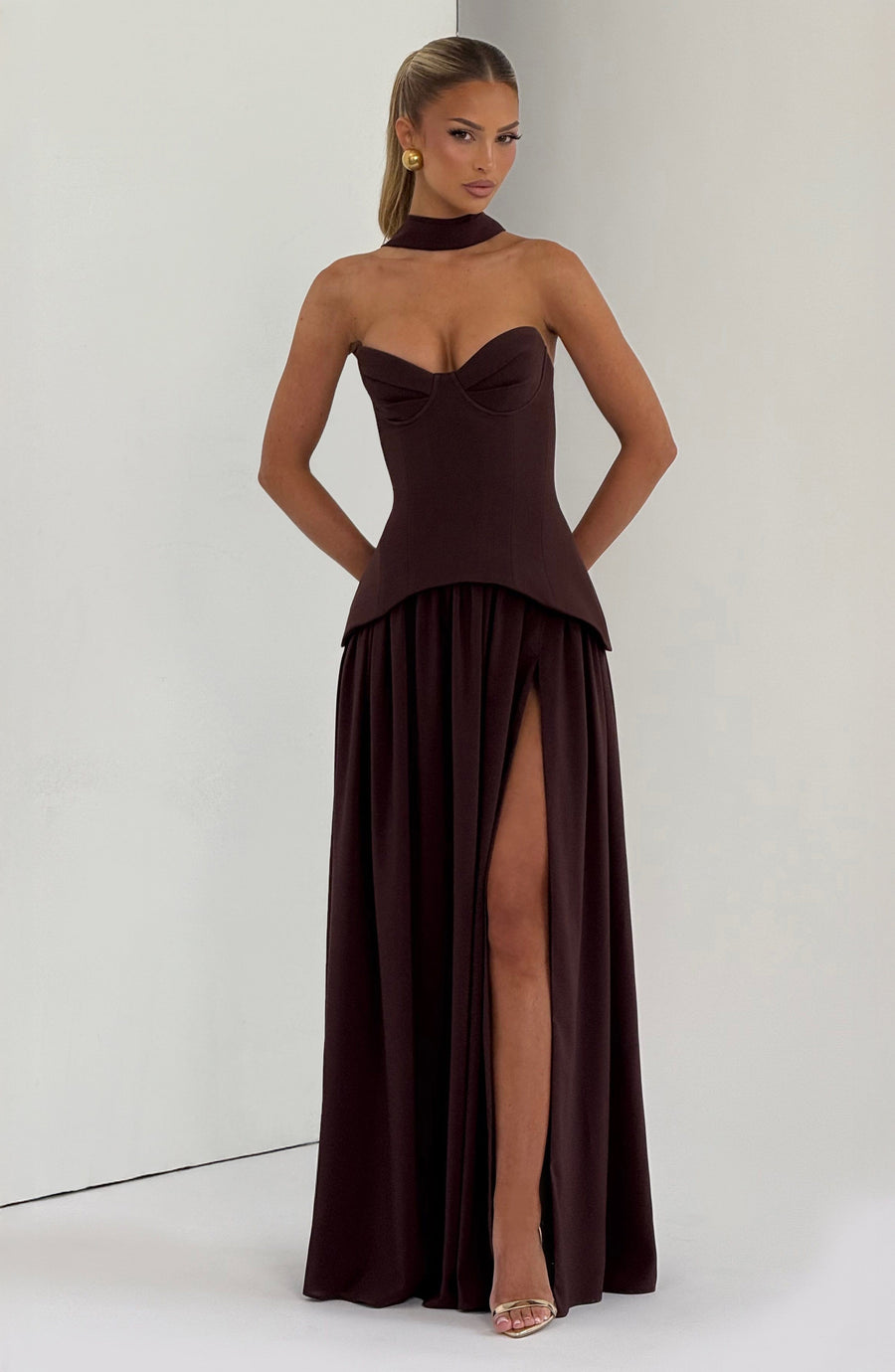 Quinn Maxi Dress – Plum Brown