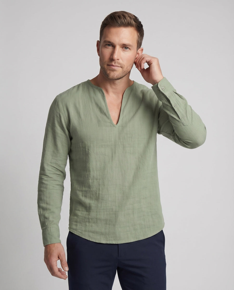 Vigo Linen Shirt with V-Neck