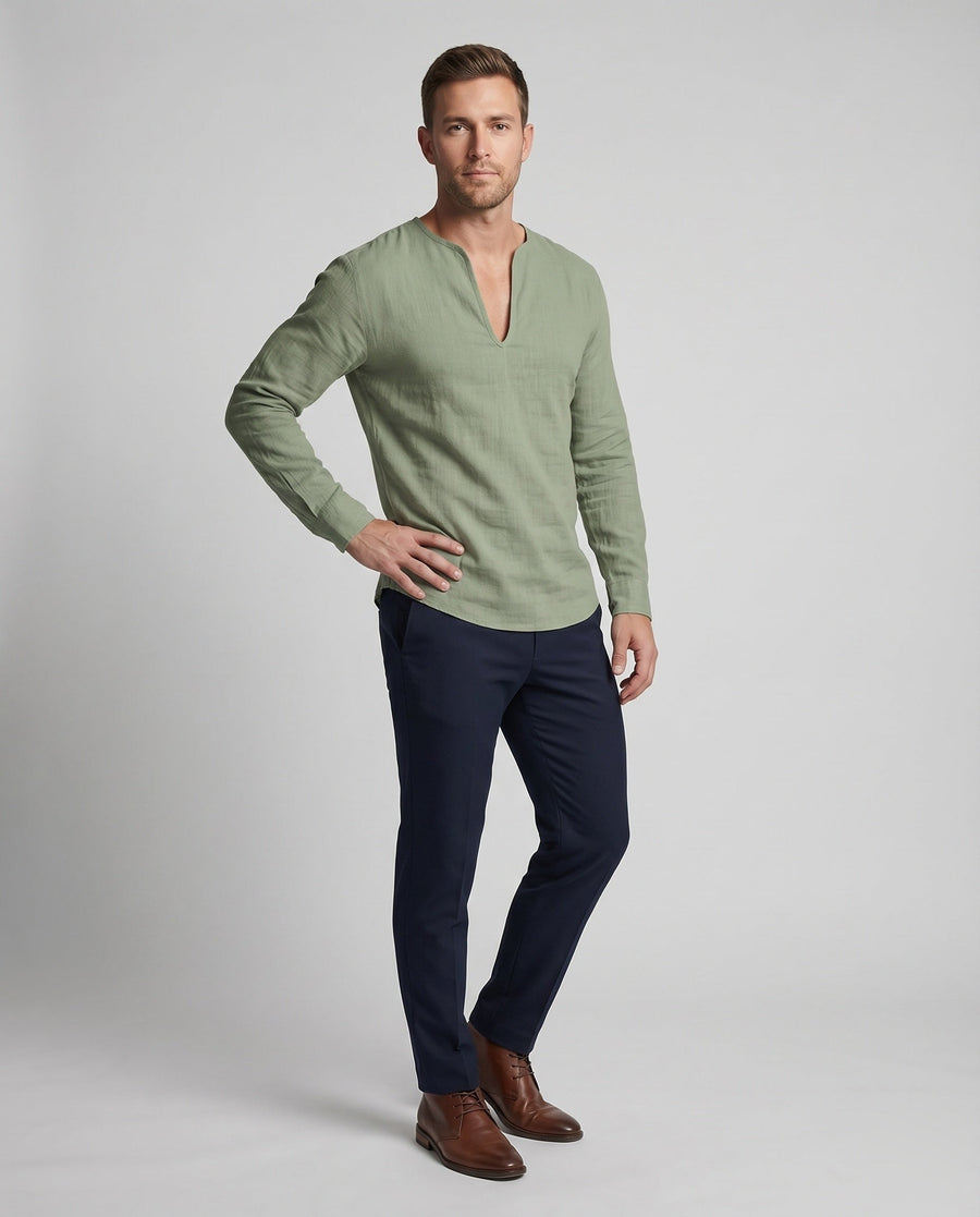Vigo Linen Shirt with V-Neck