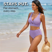 Vimara Women's High Waist Ribbed Bikini Set