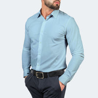 Vincent Lightweight Shirt with Long Sleeve and Button Front in Light Blue