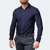 Vincent Lightweight Shirt with Long Sleeve and Button Front in Navy