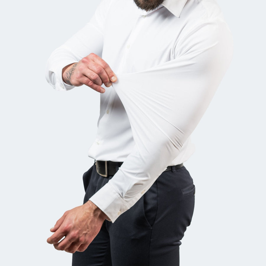 Vincent Lightweight Shirt with Long Sleeve and Button Front in White