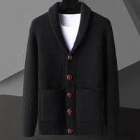 Vincenzo De Luca Waffle-Knit Cardigan in Charcoal