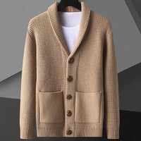 Vincenzo De Luca Waffle-Knit Cardigan in Khaki