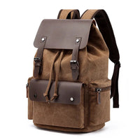 Vintage Canvas & Leather Backpack in Espresso Brown
