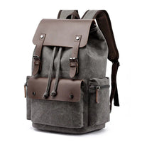 Vintage Canvas & Leather Backpack in Gray
