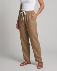 Viola Casual Linen Trousers with Elastic Waist