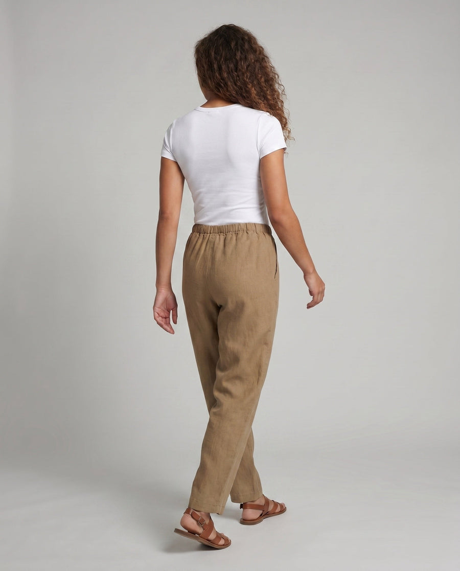 Viola Casual Linen Trousers with Elastic Waist
