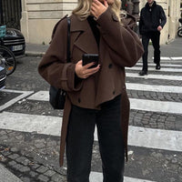 Viola Coat with Button Front in Dark Brown