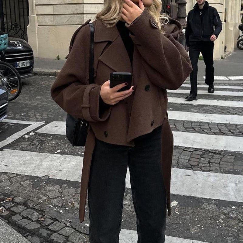 Viola Coat with Button Front in Dark Brown