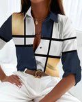 Viola Women's Printed Long Sleeve Button-Up Blouse