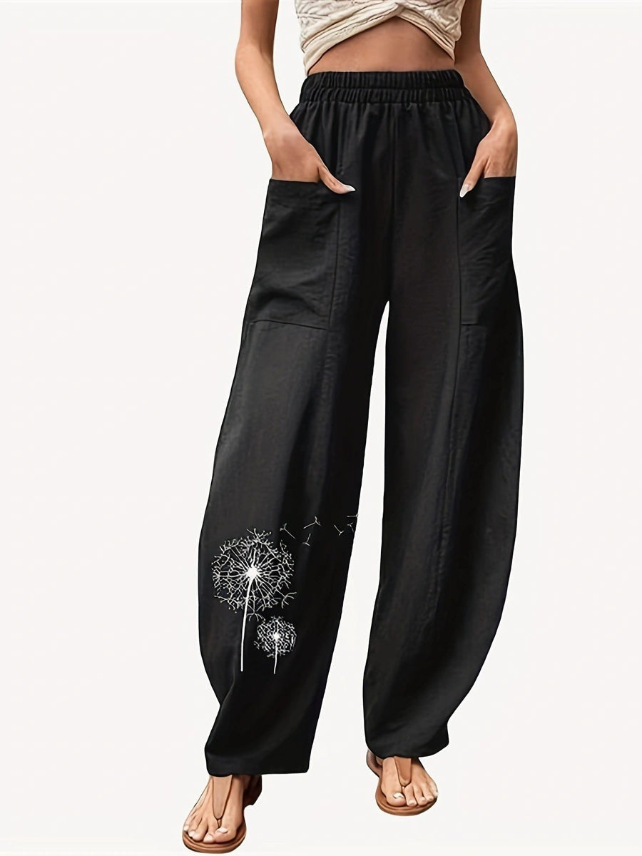 Violet Airy Trousers with Pockets in Black