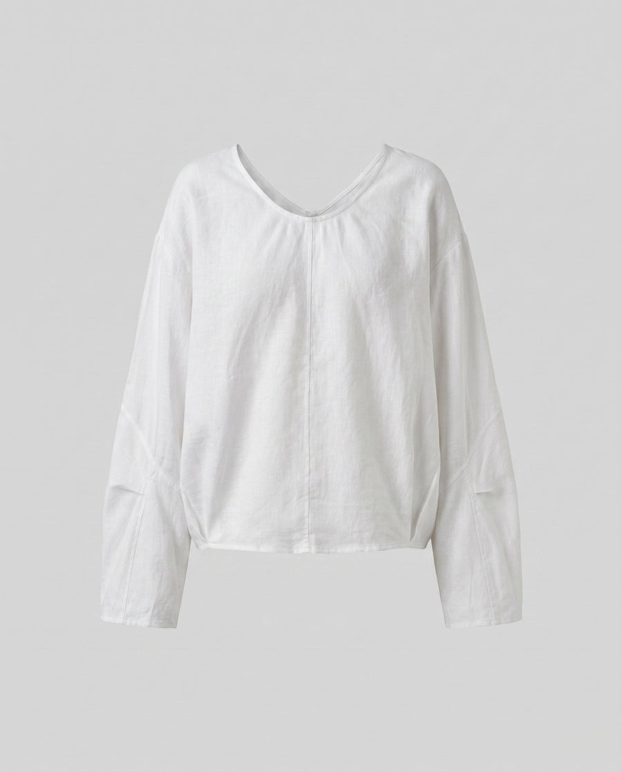 Violet Casual Linen Blouse in Beige