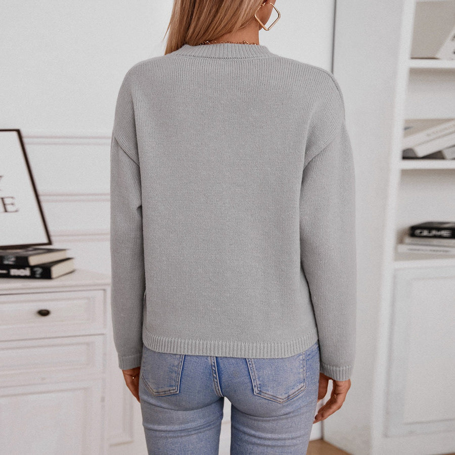 Violet Casual Sweater with Chest Pocket