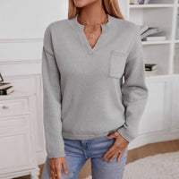 Violet Casual Sweater with Chest Pocket