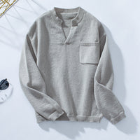 Violet Casual Sweater with Chest Pocket in Grey