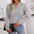 Violet Casual Sweater with Chest Pocket