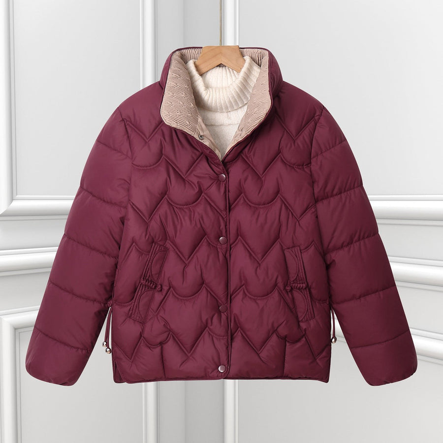 Violet Jacket with Zip Front and Pockets in Angora Rot