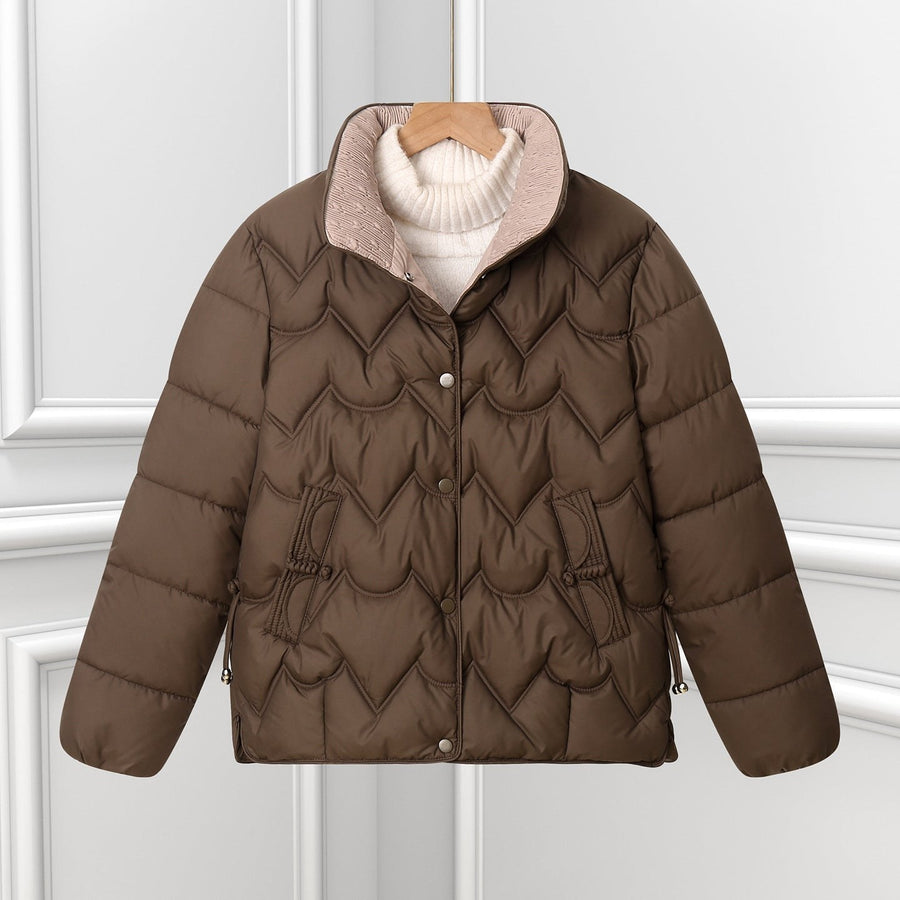Violet Jacket with Zip Front and Pockets in Brown