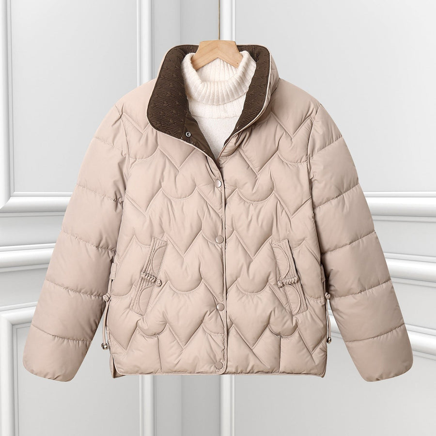 Violet Jacket with Zip Front and Pockets in Khaki
