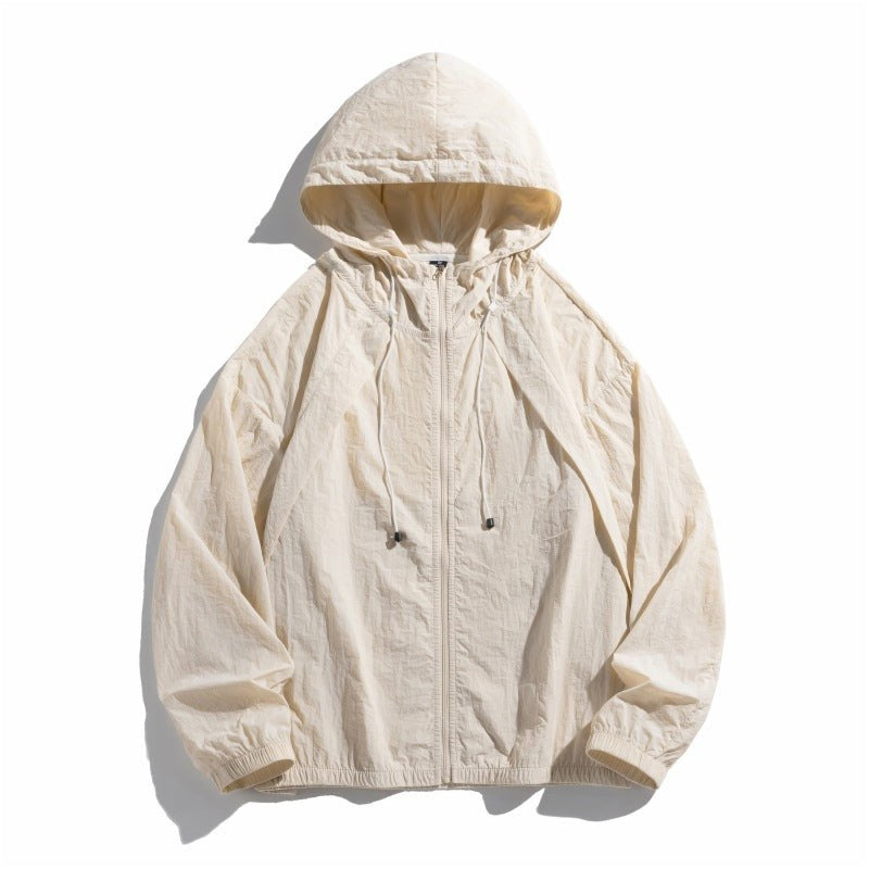 Violet Lightweight Jacket with Hood in Khaki